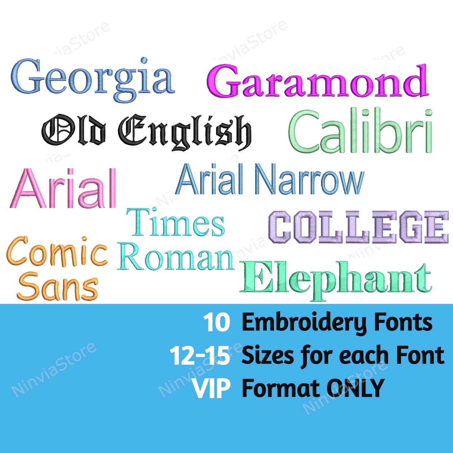 10 VIP Embroidery Fonts Bundle, Alphabet Embroidery Design, Machine Embroidery Font VIP, Monogram Font