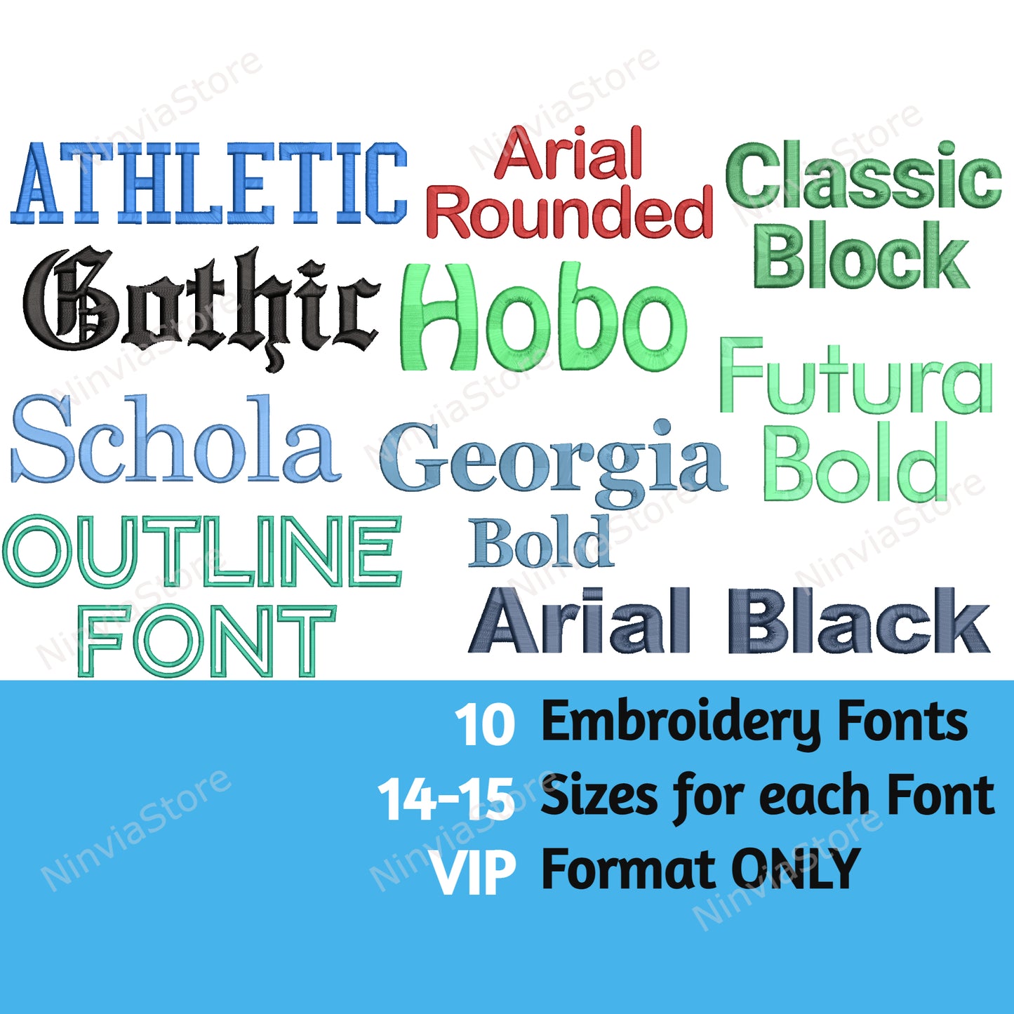 10 VIP Embroidery Fonts Bundle, Alphabet Embroidery Design, Machine Embroidery Font, Monogram Font VIP