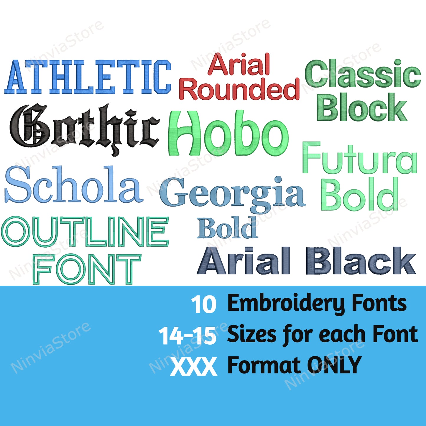 10 XXX-Stickschriftarten-Paket, Maschinenstickschriftart XXX, Alphabet-Stickmuster, XXX-Schriftart für Stickerei, Maschinenstickerei-Monogrammschriftart
