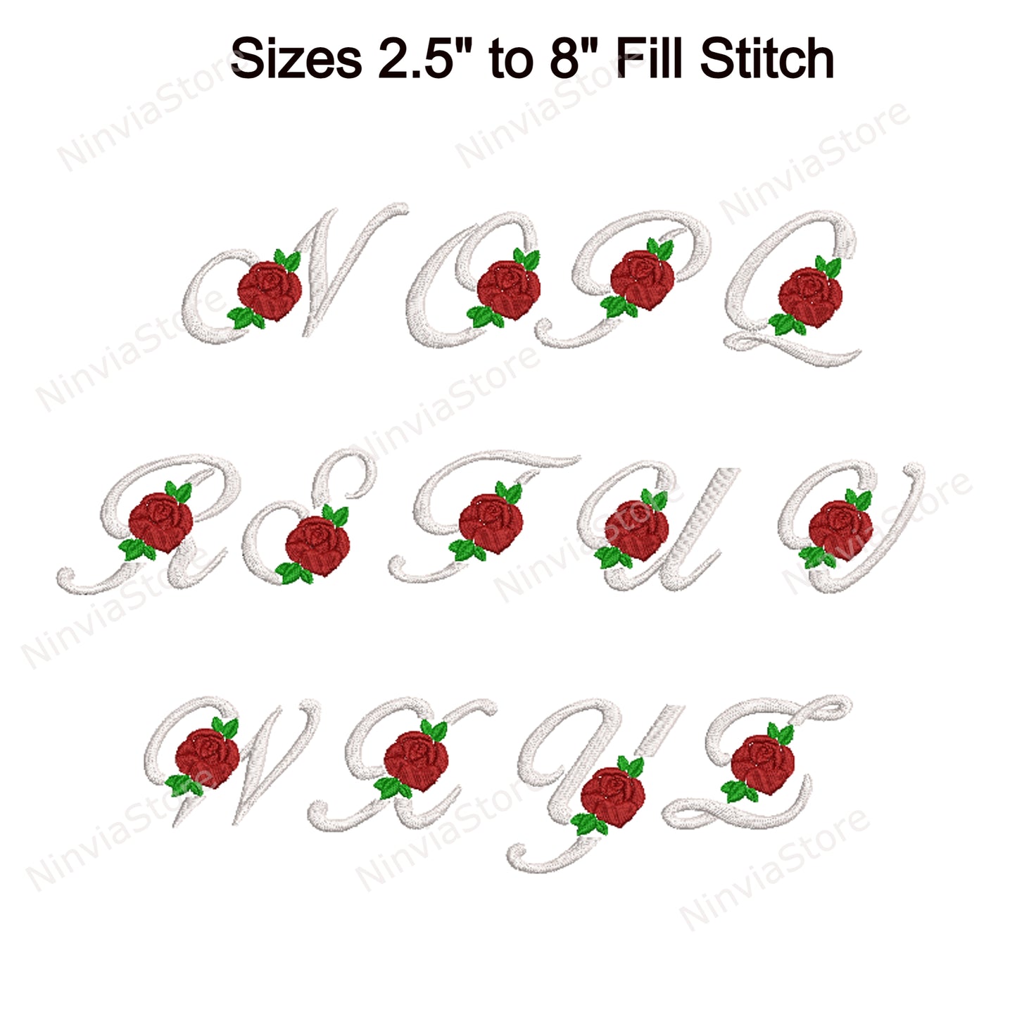 Floral Embroidery Font BX, Rose Alphabet Font for Embroidery, Floral Machine Embroidery Design, Flower Monogram Embroidery Font pe, PES, BX