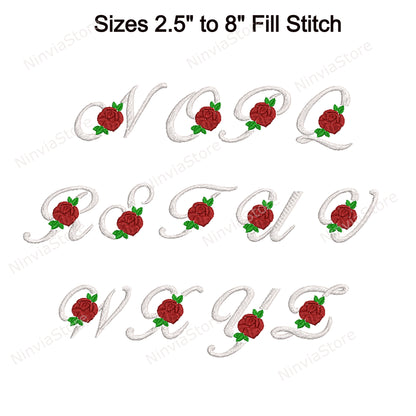 Floral Embroidery Font BX, Rose Alphabet Font for Embroidery, Floral Machine Embroidery Design, Flower Monogram Embroidery Font pe, PES, BX