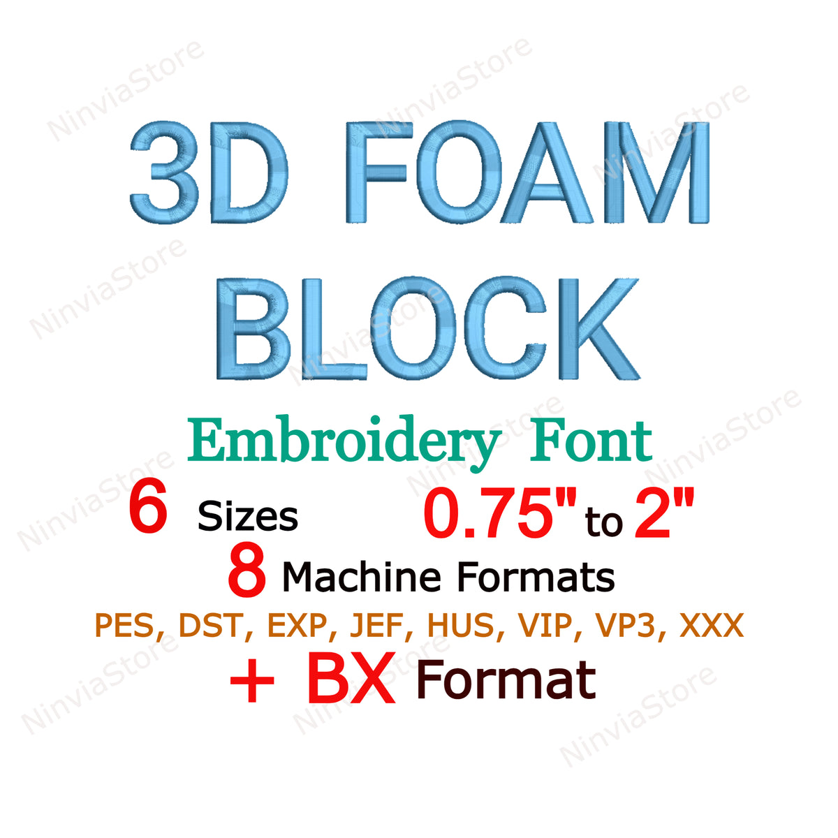 3D Puff Foam Block Machine Embroidery Font, Alphabet Embroidery Design ...