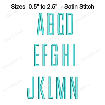 3D Foam Slim Block Embroidery Font, 3D Puff Foam Block BX Font, Monogram Alphabet Machine Embroidery Design
