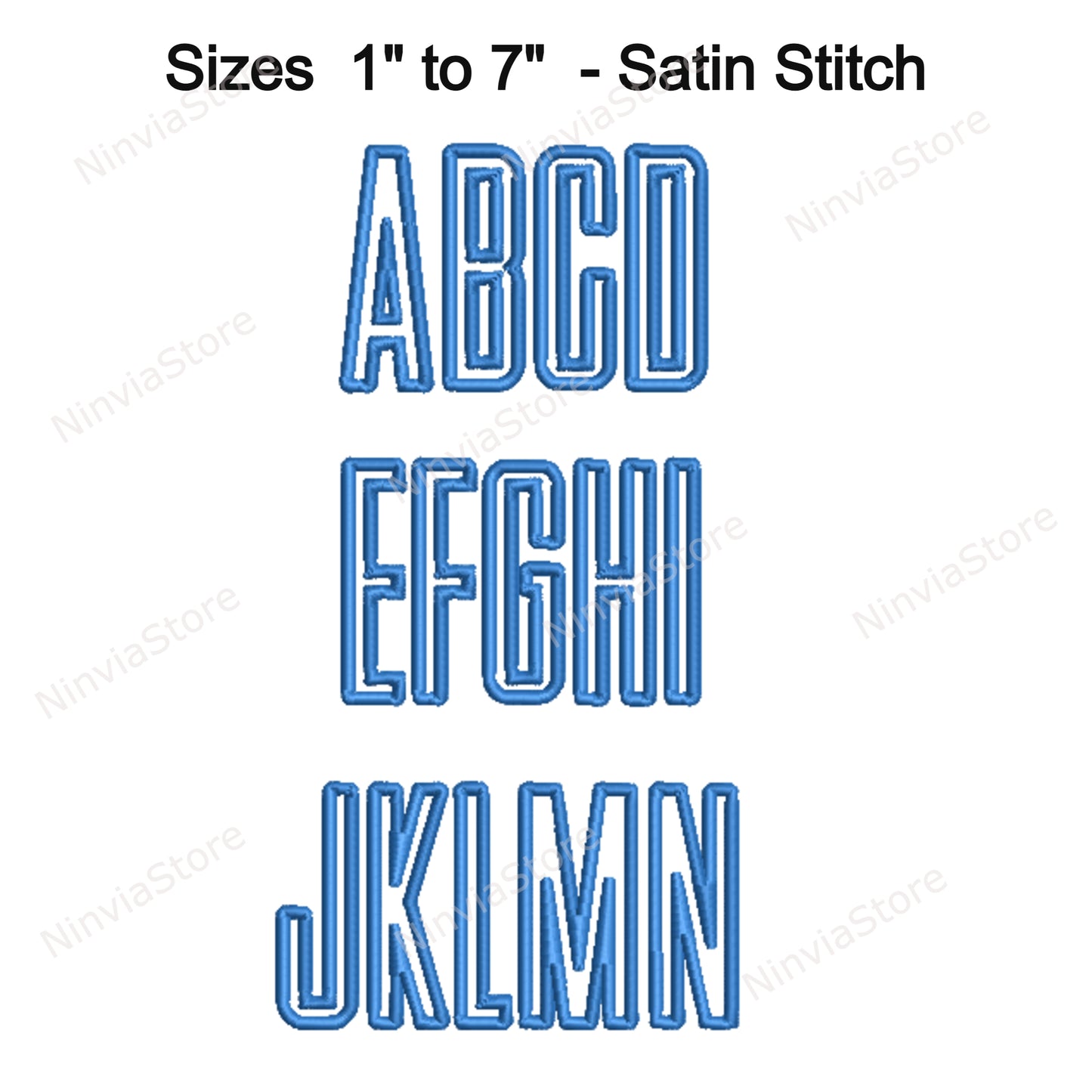3D Foam Slim Block Outline Embroidery Font, 3D Puff Foam Block BX Font, Monogram Alphabet Machine Embroidery Design