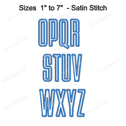 3D Foam Slim Block Outline Embroidery Font, 3D Puff Foam Block BX Font, Monogram Alphabet Machine Embroidery Design