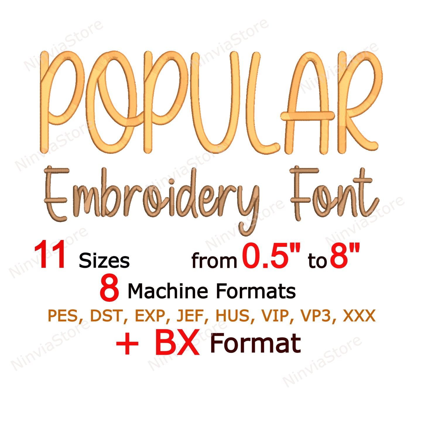 Popular Script Machine Embroidery Font, 11 sizes, 8 formats, BX Font, PE font, Monogram Alphabet Embroidery Design