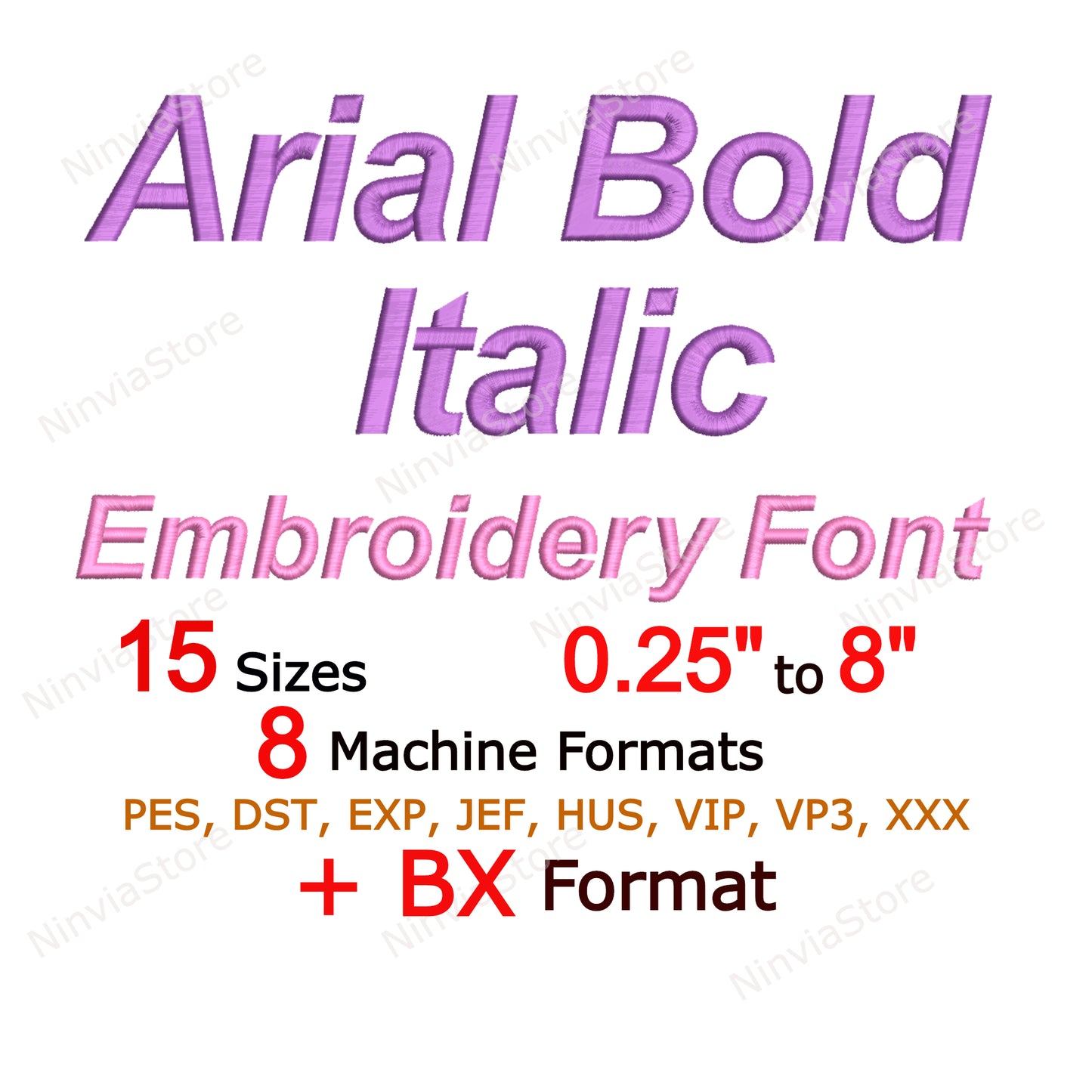 Arial Bold Italic Machine Embroidery Font, 15 tailles, 8 formats, police BX, police PE, Monogram Alphabet Broderie Designs