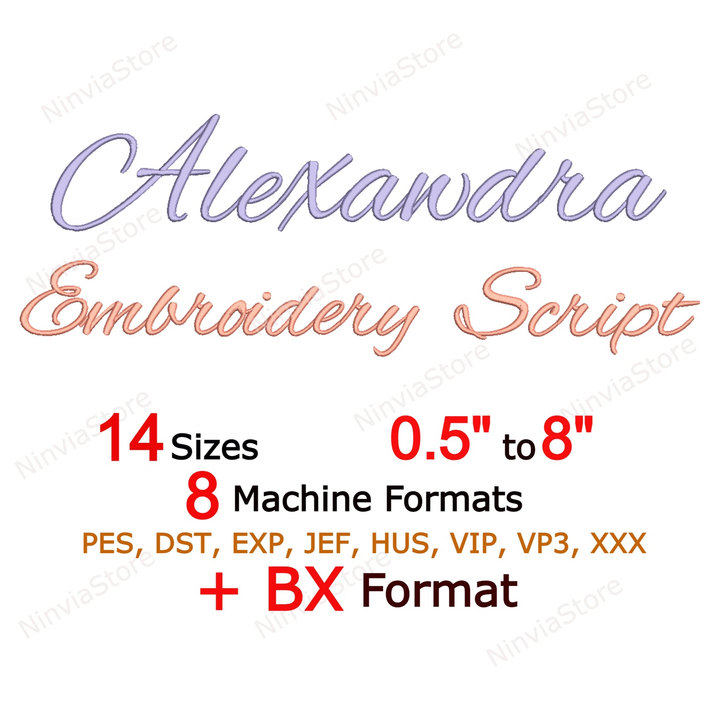 Alexandra Script Machine Embroidery Font, 14 sizes, 8 formats, BX Font, PE font, Monogram Alphabet Embroidery Designs