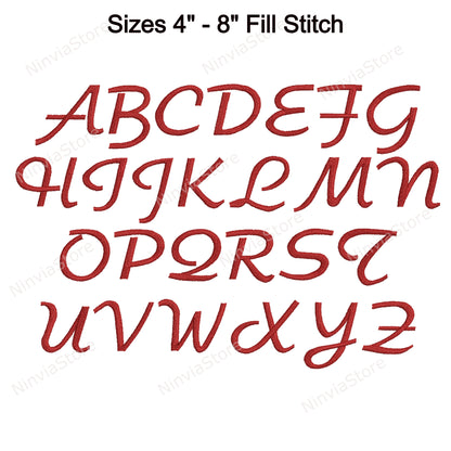 Police de broderie Machine Amadeush Script, 15 tailles, 8 formats, police BX, police Cursive PE, motifs de broderie Monogram Alphabet