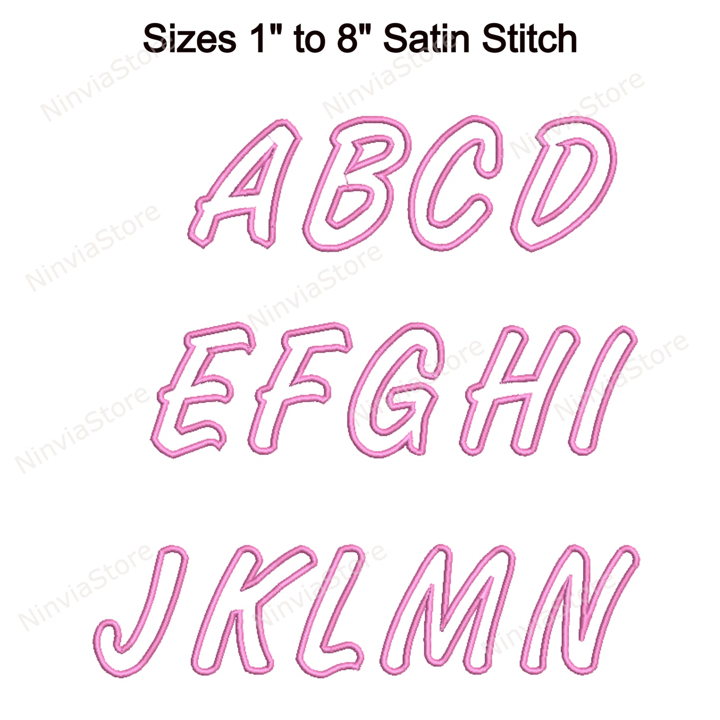 Amanda Outline Machine Embroidery Font, 15 sizes, 8 formats, BX Font, PE font, Monogram Alphabet Embroidery Designs