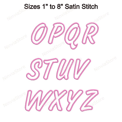 Amanda Outline Machine Embroidery Font, 15 sizes, 8 formats, BX Font, PE font, Monogram Alphabet Embroidery Designs