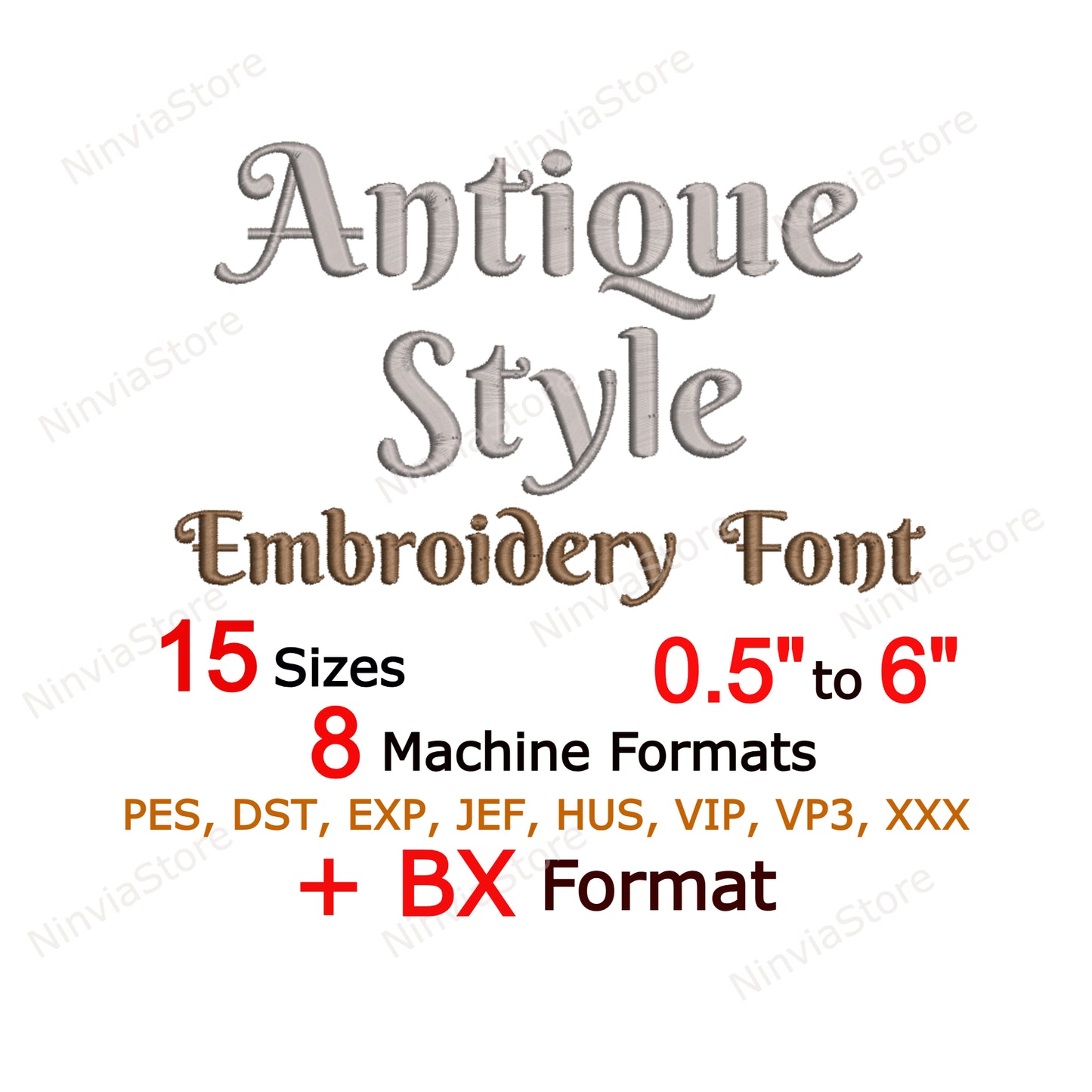 Antique Style Machine Embroidery Font, 15 sizes, 8 formats, BX Font, PE font, Monogram Alphabet Embroidery Designs