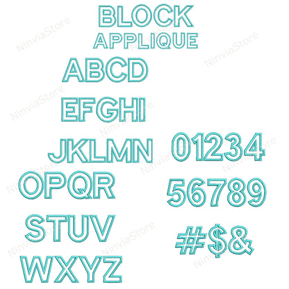 8 VP3 Applikations-Stickschriftarten Bundle, Applikationsmonogramm-Maschinenstickschrift VP3, Alphabet-Stickdesign, VP3-Schriftart für Stickerei