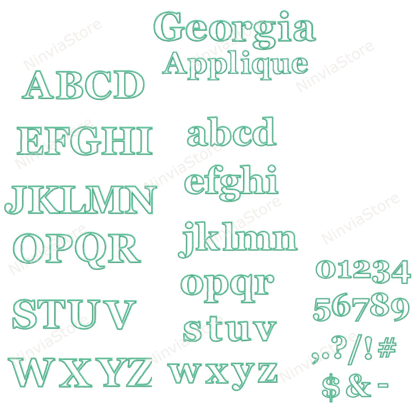 8 VP3 Applikations-Stickschriftarten Bundle, Applikationsmonogramm-Maschinenstickschrift VP3, Alphabet-Stickdesign, VP3-Schriftart für Stickerei