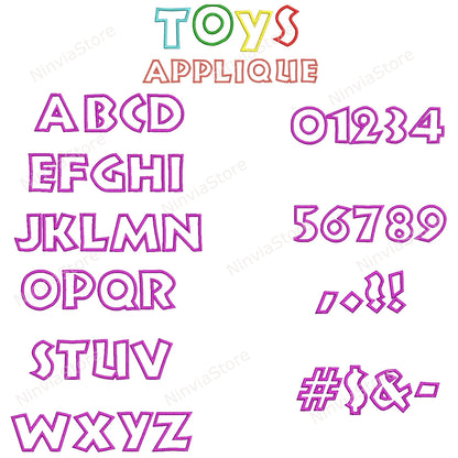 8 VP3 Applikations-Stickschriftarten Bundle, Applikationsmonogramm-Maschinenstickschrift VP3, Alphabet-Stickdesign, VP3-Schriftart für Stickerei