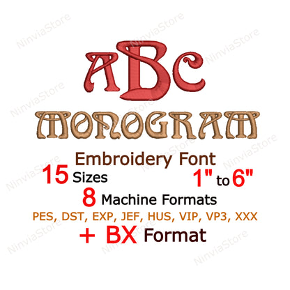 Police de broderie machine Fishtail, 15 tailles, 8 formats, police Halloween BX, police PE, motifs de broderie Monogram Alphabet