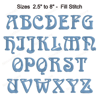 Arnold Machine Embroidery Font, 15 sizes, 8 formats, BX Font, PE font, Monogram Alphabet Embroidery Designs