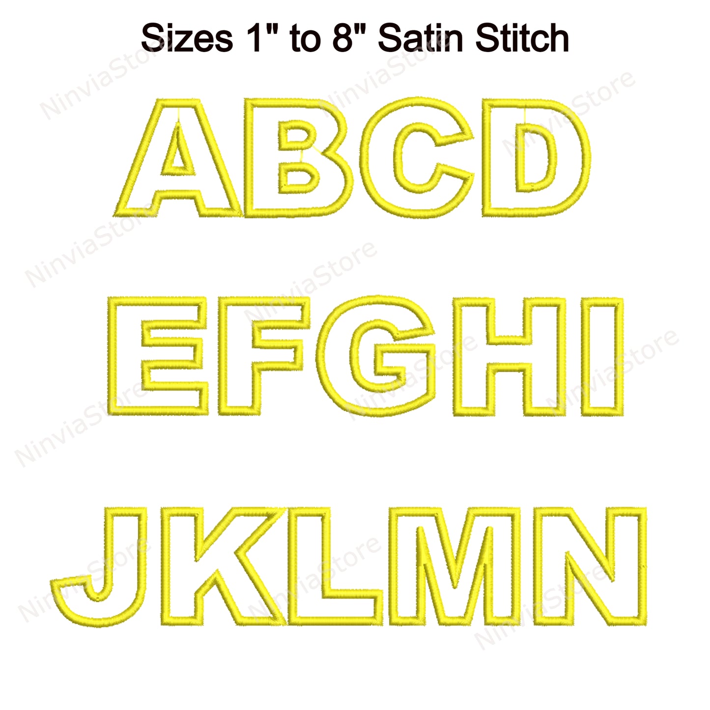 Arial Black Outline Machine Embroidery Font, 15 sizes, 8 formats, Monogram Alphabet Embroidery Designs