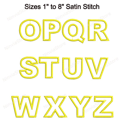 Police de broderie Machine Arial Black Outline, 15 tailles, 8 formats, police BX, police PE, motifs de broderie Monogram Alphabet