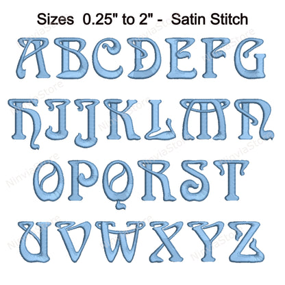 Arnold Machine Embroidery Font, 15 sizes, 8 formats, BX Font, PE font, Monogram Alphabet Embroidery Designs