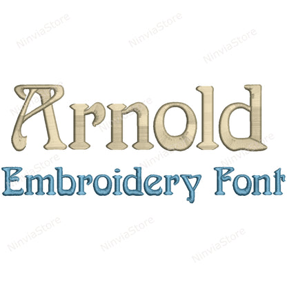 Arnold Machine Embroidery Font, 15 sizes, 8 formats, BX Font, PE font, Monogram Alphabet Embroidery Designs