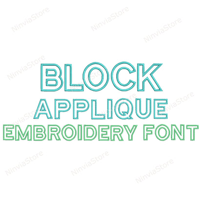 Block Applique Machine Embroidery Font, 10 sizes, 8 formats, BX Font, PE font, Monogram Alphabet Embroidery Designs