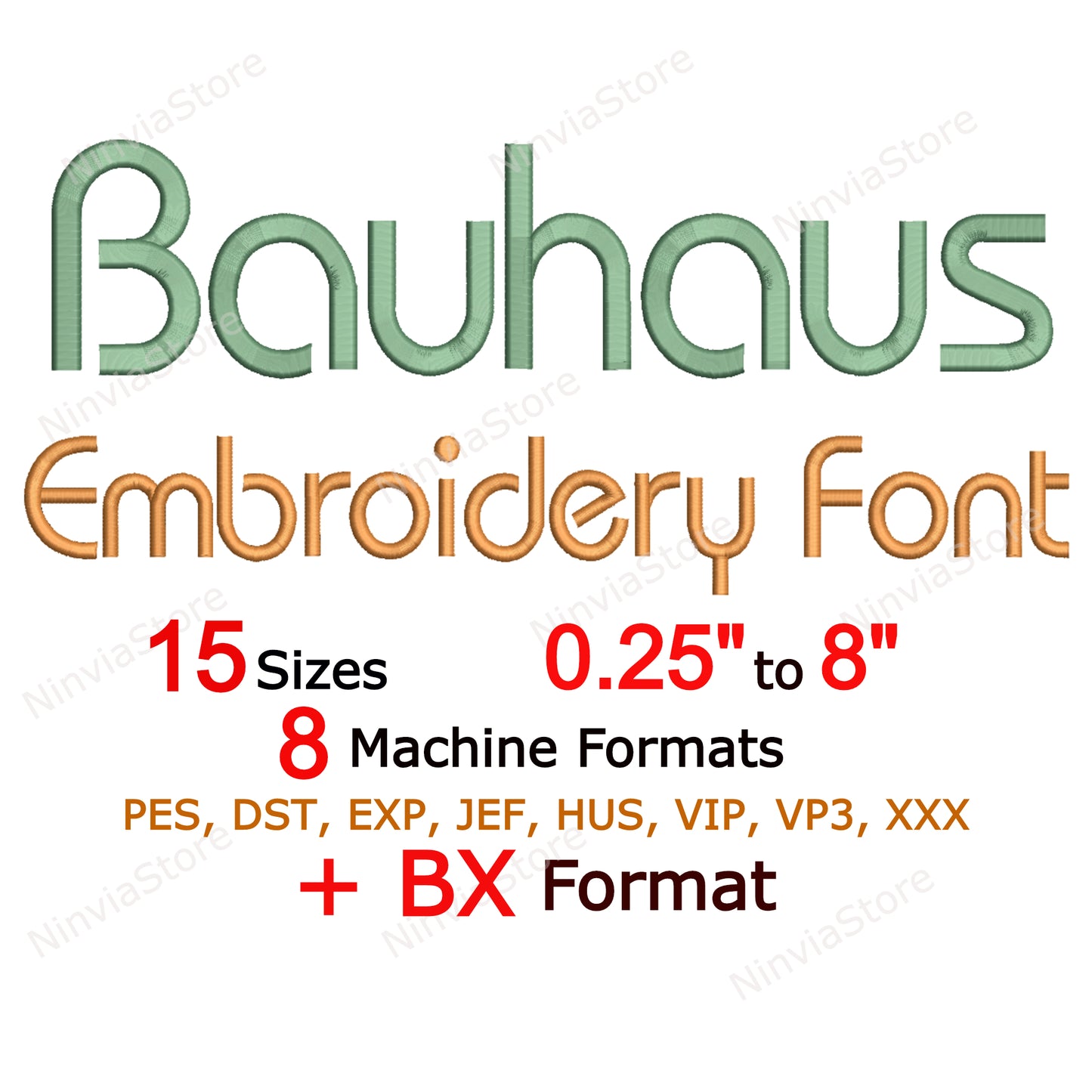 Bauhaus Machine Embroidery Font, 15 sizes, 8 formats, BX, PES, Monogram Alphabet Embroidery Designs