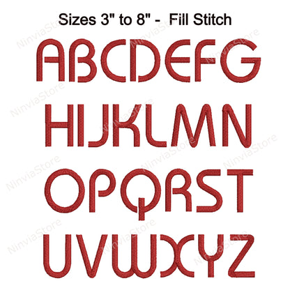 Bauhaus Machine Embroidery Font, 15 sizes, 8 formats, BX, PES, Monogram Alphabet Embroidery Designs