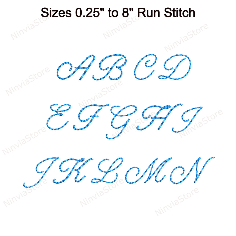 Bean Stitch Machine Embroidery Font, Triple run stitch script font bx ...