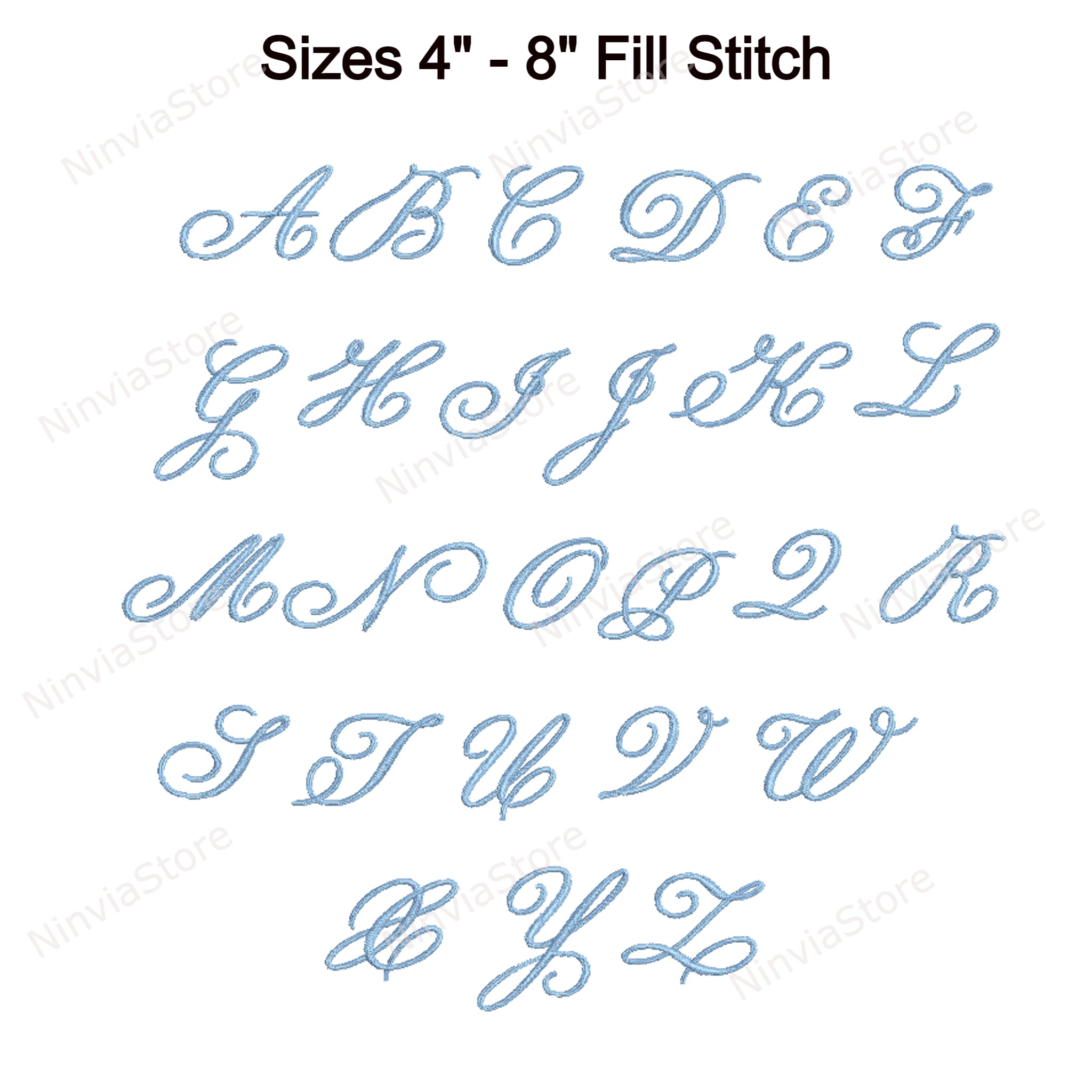 Beautiful Script Machine Embroidery Font, Alphabet Embroidery Designs ...