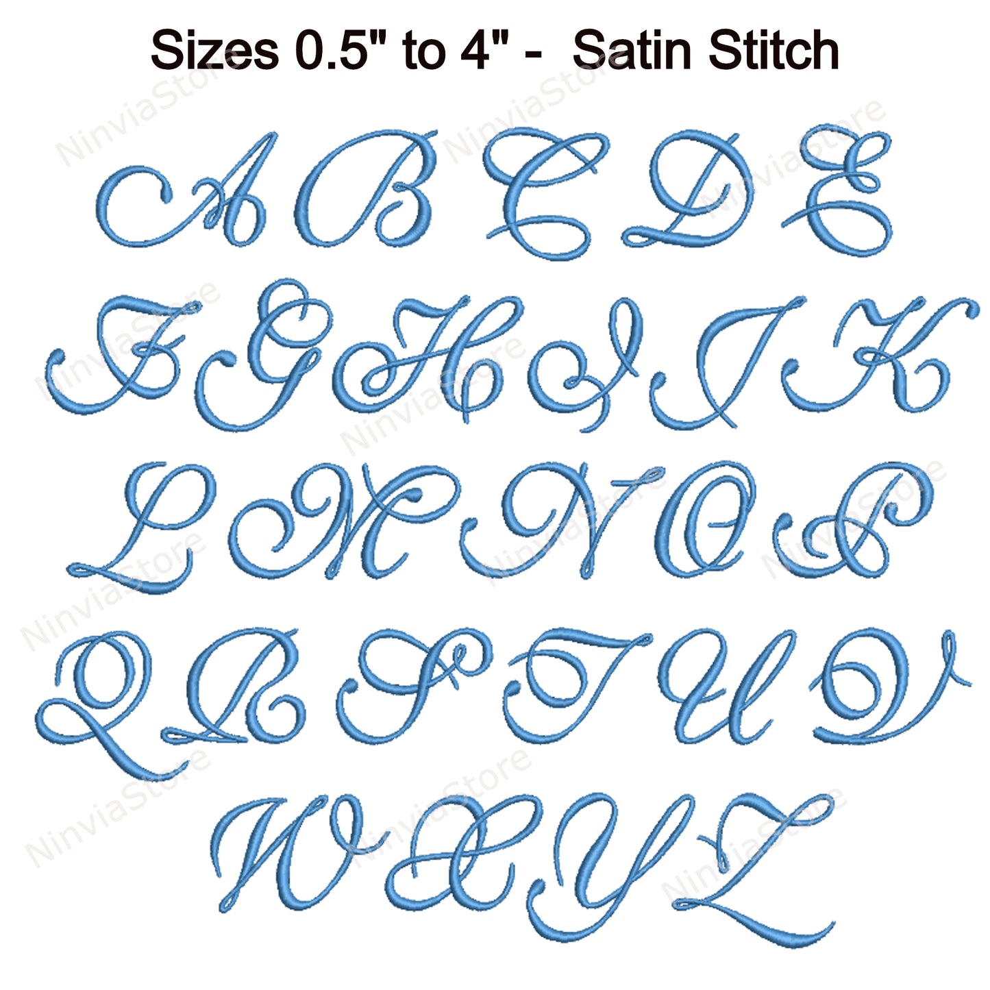 Beautiful New Script Machine Embroidery Font, 14 sizes, 8 formats, BX Font, PE font, Monogram Alphabet Embroidery Designs