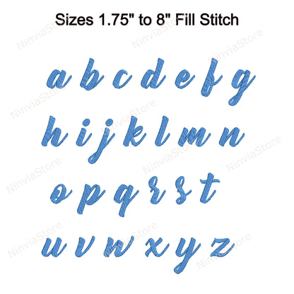 Police de broderie Machine Bernadette Script, 14 tailles, 8 formats, police BX, police PE, motifs de broderie Monogram Alphabet