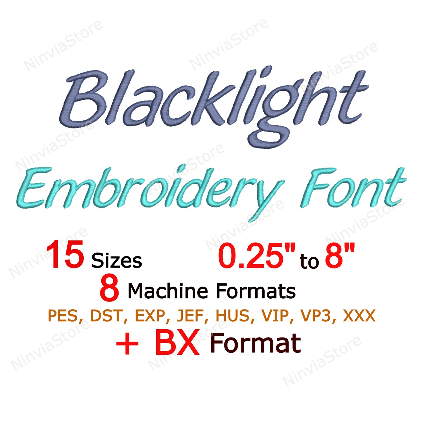 Blacklight Script Machine Embroidery Font, 15 sizes, 8 formats, BX Font, PE font, Monogram Alphabet Embroidery Designs