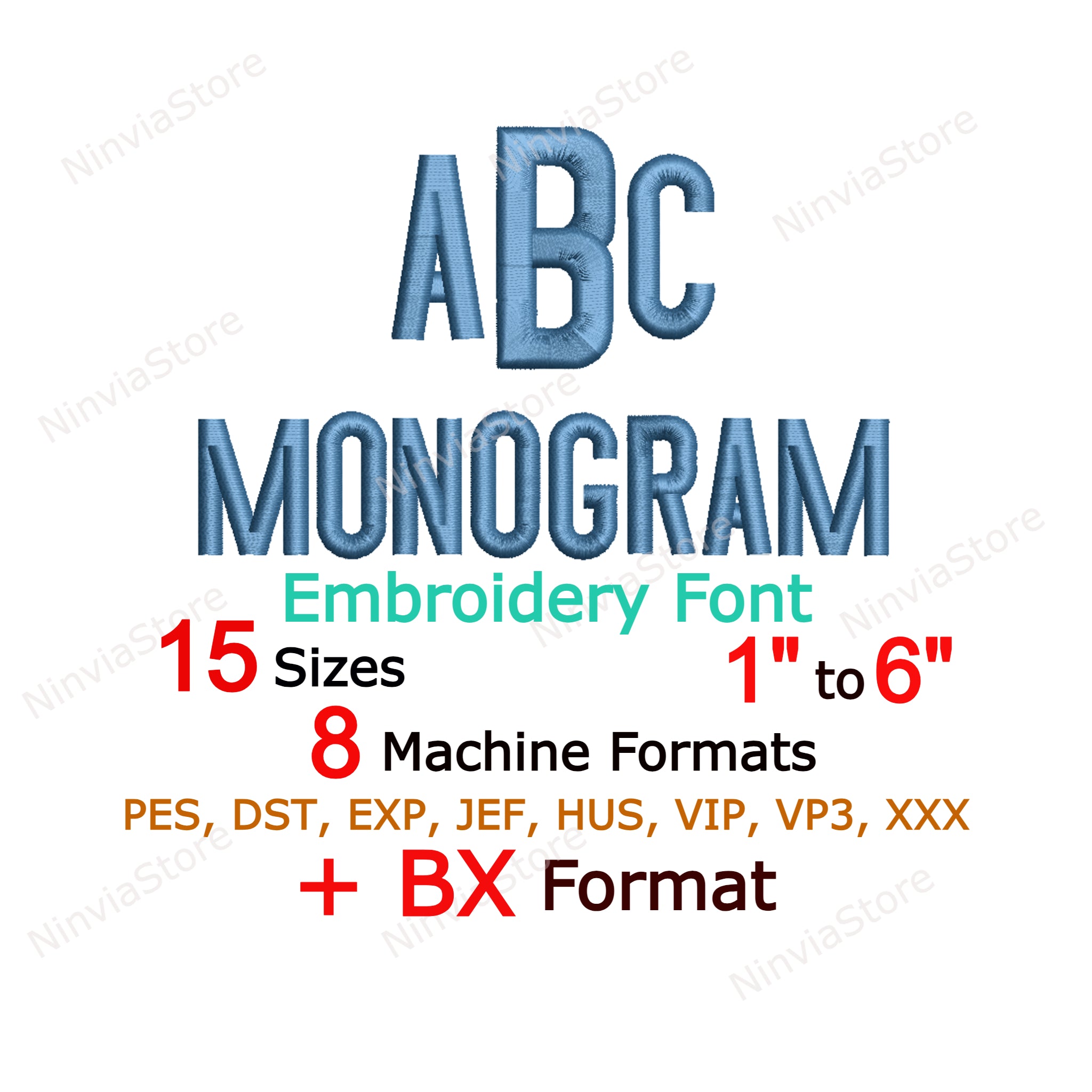Block Monogram Machine Embroidery Font, BX Font for Embroidery ...