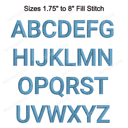 Block Medium Machine Embroidery Font, 15 tailles, 8 formats, police BX, police PE, Monogram Alphabet Broderie Designs