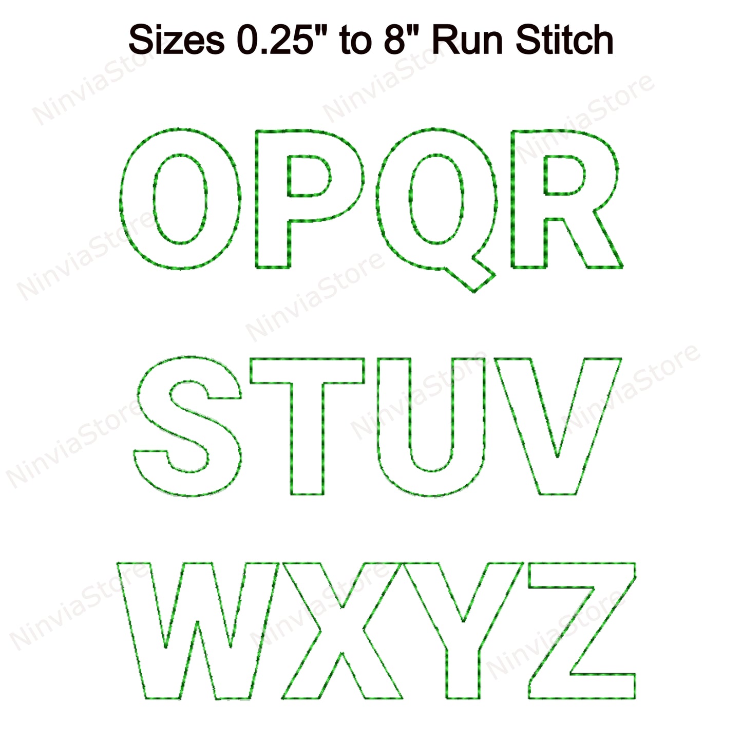 Block Outline Bean Stitch Machine Embroidery Font, 15 sizes, 8 formats, Run Stitch Block BX Font, PE font