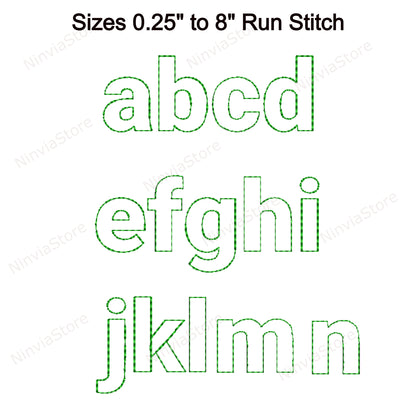 Block Outline Bean Stitch Machine Embroidery Font, 15 sizes, 8 formats, Run Stitch Block BX Font, PE font