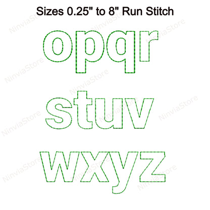 Block Outline Bean Stitch Machine Embroidery Font, 15 tailles, 8 formats, Run Stitch Block BX Font, police PE, Monogram Alphabet Broderie Designs