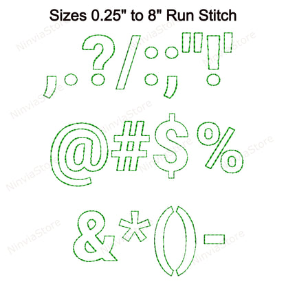 Block Outline Bean Stitch Machine Embroidery Font, 15 tailles, 8 formats, Run Stitch Block BX Font, police PE, Monogram Alphabet Broderie Designs