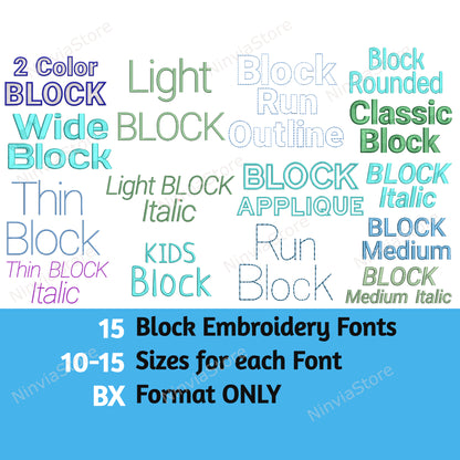 15 BX Block Embroidery Fonts Bundle, Machine Embroidery Font BX, Alphabet Embroidery Design, Block Monogram Font