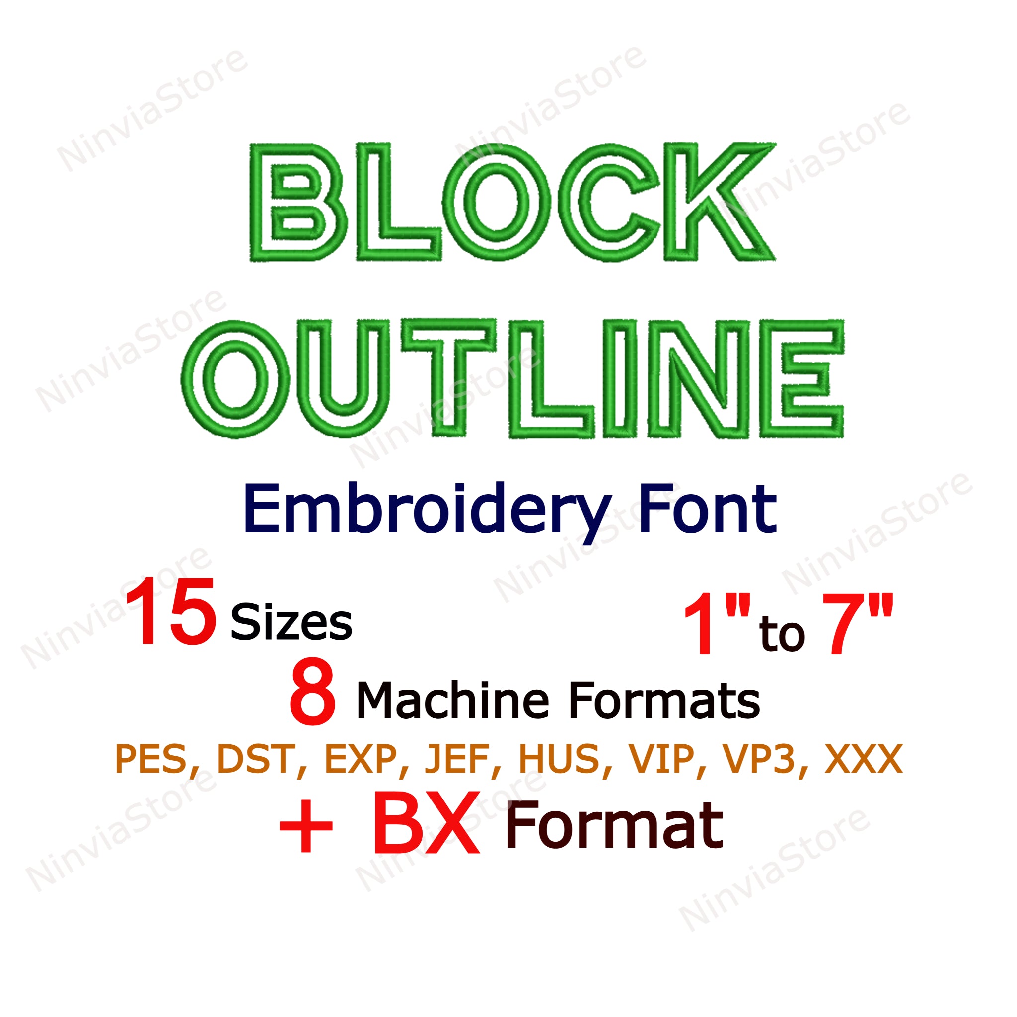 Outline Block Lettering Block Outline Machine Embroidery Font, Alphabet Embroidery Design ...