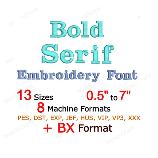 Bold Serif Machine Embroidery Font, 15 sizes, 8 formats, BX Font, PE font, Monogram Alphabet Embroidery Designs