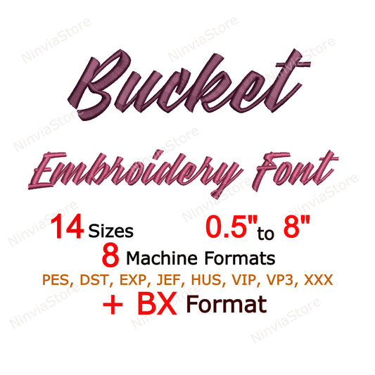 Bucket Script Machine Embroidery Font, 14 sizes, 8 formats, BX Font, PE font, Monogram Alphabet Embroidery Designs