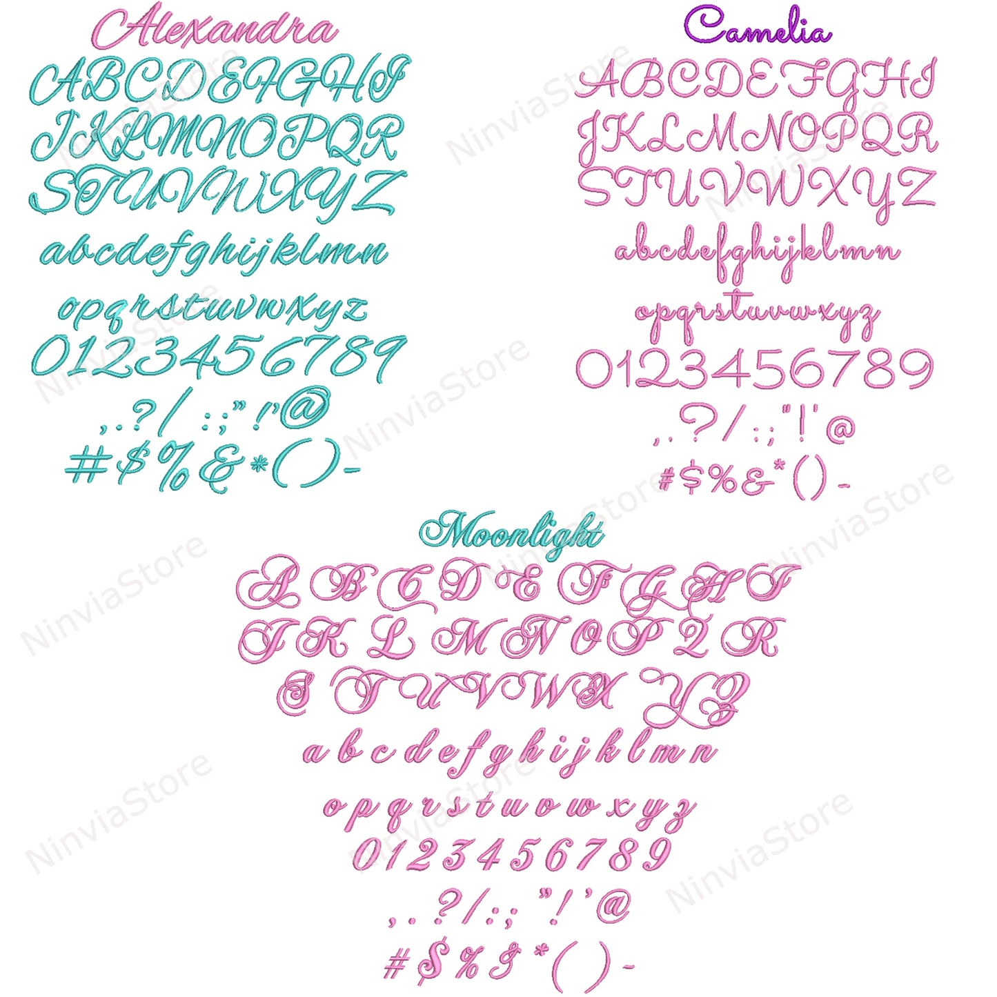 30 PES-Stickschriftarten in den Größen 0,75", 1,25" und 1,75", Maschinenstickschrift PE, Alphabet-Stickdesign, PE-Schriftarten zum Sticken, kleine Schriftarten