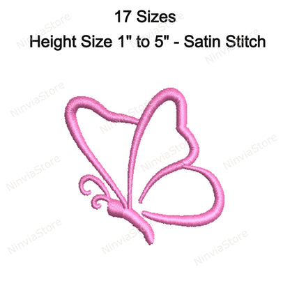 4 Butterflies Machine Embroidery Designs, Outline Butterfly Embroidery, 13-17 Sizes, Embroidery Pattern