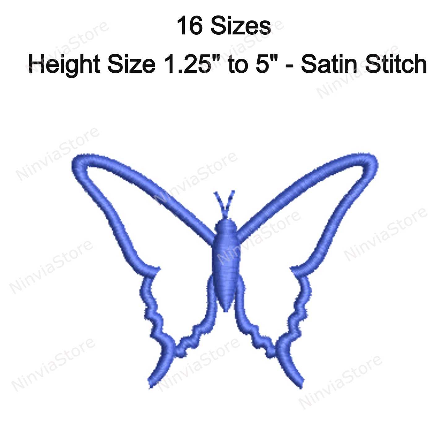 4 Butterflies Machine Embroidery Designs, Outline Butterfly Embroidery, 13-17 Sizes, Embroidery Pattern