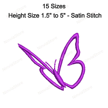 4 Butterflies Machine Embroidery Designs, Outline Butterfly Embroidery, 13-17 Sizes, Embroidery Pattern