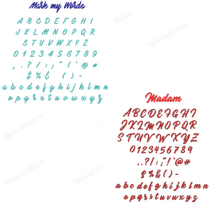 10 PES Embroidery Script Fonts Bundle, Cursive Alphabet Embroidery Design, Machine Embroidery Font PES, Calligraphy Monogram Font