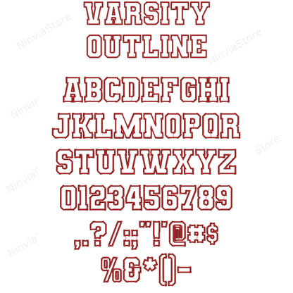 7 PES Outline Embroidery Fonts Bundle, Machine Embroidery Font PES, Alphabet Embroidery Design PES font for Embroidery, Outline Monogram Font pe