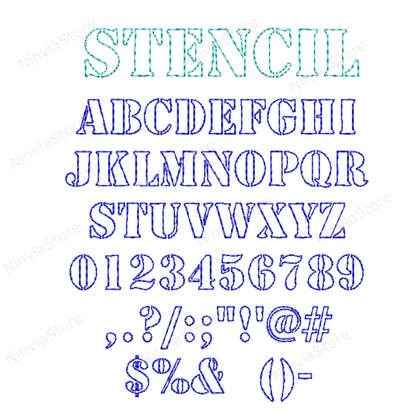 7 VIP Bean Stitch-Stickschriftarten Bundle, Outline Run Stitch Maschinenstickschrift VIP, Monogramm-Alphabet-Stickdesign, College, Block-VIP-Schriftart für Stickerei